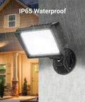 Two Pack 34W Outdoor LED Flood Lights With 3200 Lumens 5000K Brightness IP65 Waterproof Knuckle Mount on wall in rain