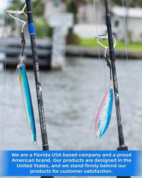 High Impact Saltwater Fishing Jigs For Speed Jigging With Barbed Hooks And Solid Lead Core Built For Rapid Drop Offshore Casting And Slick Rolling Action With Top Shelf Tackle Power In Shiny Silver on fishing rods.