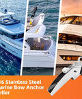 316 Stainless Steel Bow Anchor Roller for Boats Pivoting Marine Hardware with Polished Finish, Heavy Duty Boat Accessory Built to Handle Different Depths and Substrates, Durable Marine Grade Quality by Aspaton in use on a yacht.