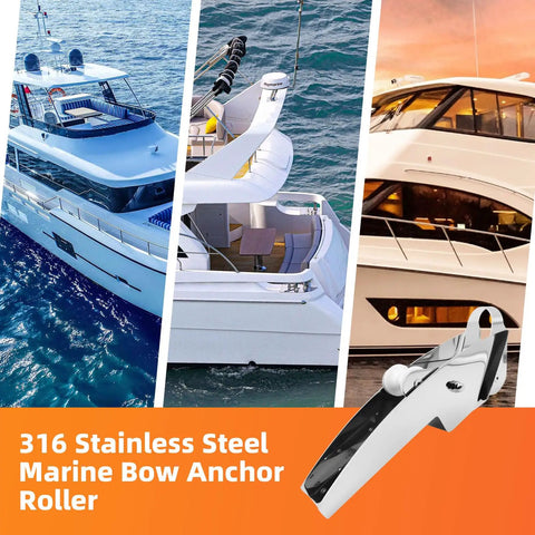 316 Stainless Steel Bow Anchor Roller for Boats Pivoting Marine Hardware with Polished Finish, Heavy Duty Boat Accessory Built to Handle Different Depths and Substrates, Durable Marine Grade Quality by Aspaton in use on a yacht.