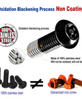 Anti Theft Black License Plate Screws Set For Cars Locking Bolts For Front And Rear Mounting M6 Stainless Steel Features