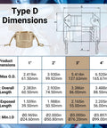Type D 3 Inch Camlock Fittings Type D Heavy Duty Forged Brass Coupler With Female NPT Adapter dimensions chart