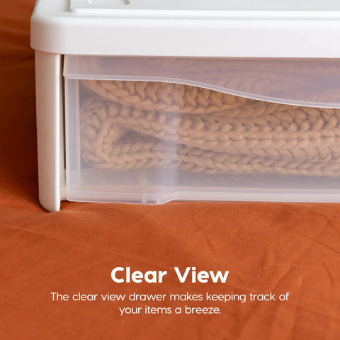 Under Bed Storage Bins Set Of Two, 22 Quart Stackable Organizer Containers With Sliding Drawers For Clothes Shoes Bedding In White