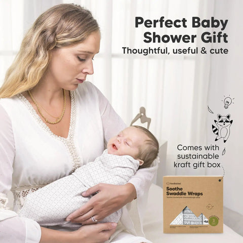Mother holding baby in Organic Baby Swaddles 3 Pack for Newborns and Infants 3 to 6 Months Nordic Style Cozy Ergonomic Hip Support