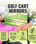 Man adjusting Magnetic Golf Cart Mirrors 2.0 No Drilling Ultra Strength Magnets Two Folding Side Mirrors on a golf cart.