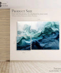 Premium Acoustic Wall Panels Amp Up Your Room Tone with Dazzling Aqua Dreams Artistry, two displayed sizes on wall.