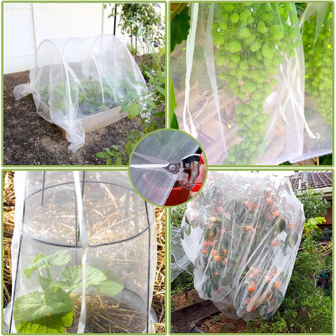 8x24ft Garden Netting Pest Barrier With 0.8mm Ultra Fine Mesh Plant Cover protecting vegetables, fruits, and flowers in garden.
