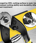 DISEN heavy-duty wire cutters with chrome-vanadium steel jaws, safety lock, spring-loaded, black-yellow handle