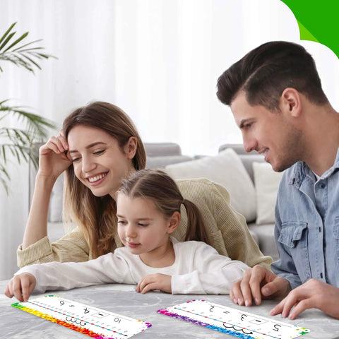 Family using Number Line Dry Erase Boards Set With Double Sided Writable 0 To 10 On One Side And 0 To 20 On The Other Side