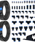 55 Piece Air Line Tubing Kit With 1/4 And 3/8 Inch DOT Air Lines, 50 Ft And 32.8 Ft Lengths, Quick Connect Fittings, Adapters