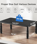Image of Dual Monitor Desk Stand With Height Adjustable Riser Laptop And Monitor Stand For Two Screens 14.5 By 9.1 Platform Under Desk Storage Black Two Pack Ergonomic Setup, showcasing dimensions and weight capacity.