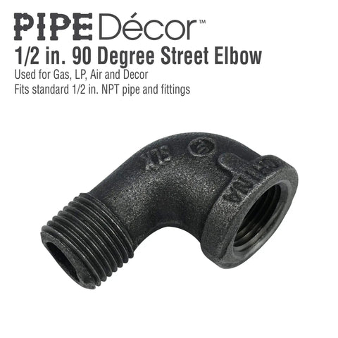 Heavy Duty Half Inch Street Elbow 90 Degree Pipe Fitting In Black Malleable Iron For Standard One Half Inch Pipes Nipples And Fittings Built To Last