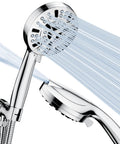 High Pressure Handheld Shower Head With 8 Massage Settings And 2 Jet Modes, 5.04 Inch Large Head in use with water flow