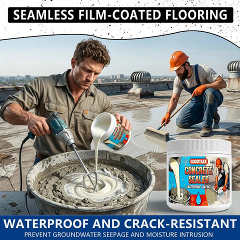 Heavy Duty Polymer Cement Concrete Waterproof Coating Stops Leaks Cold On Roofs And Basements Fast Drying 16 Oz sealant in use.