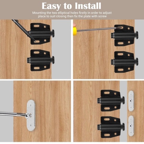 4 Pack Heavy Duty Magnetic Push Latch For Cabinets And Doors installation guide on wooden cabinet