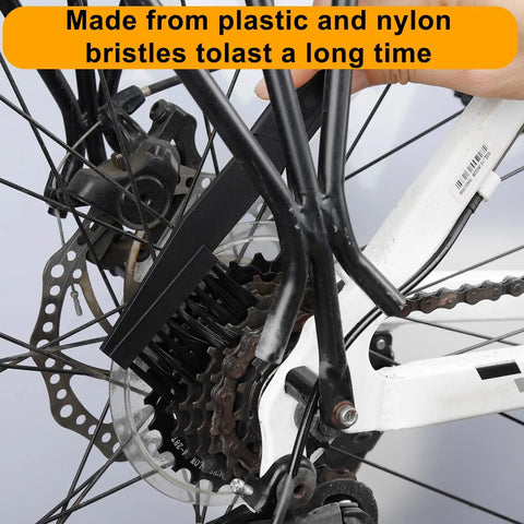 Six Piece Bike Chain Cleaner Kit With Three Brushes And Cleaning Tools For Mountain Bike Motorcycle And E Bike Rust Removal And Maintenance Durable Pro Grade Cleaning System For All Weather Riders And Everyday Trail Maintenance. Cleaning tool on bicycle gears.