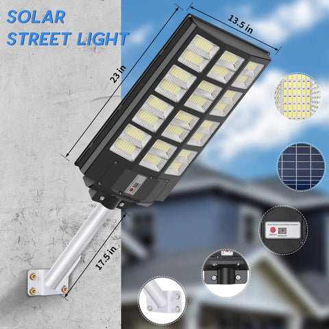 Ultra Bright 800W Solar Street Light With Motion Sensor And Remote Control, 1150 LED Solar Flood Lights mounted on wall