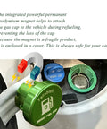 Close-up of a green magnetic aluminum diesel fuel cap in a Dodge Ram truck fuel filler, Part 82215782.