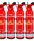 Four Pack Upgraded Eight In One Portable Water Based Fire Extinguishers With Mount For Home Car Boat Marine Kitchen And Emergency Prep Effective On Class A B C K Fires displayed in a row