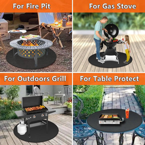 Round Fire Pit Mat 47In Fireproof Deck Protector for Under Fire Pits Bonfire, Grill, Gas Stove, Table Protect Outdoor Use