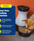Hassle Free Double Pack Small Gravity Pet Food Station With Stainless Steel Bowl For Cats And Dogs Space Saving Self Dispenser for dog eating.