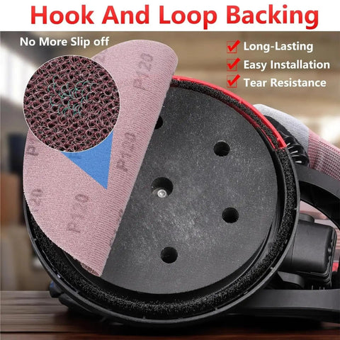11 Inch Sanding Disc Set Comes With 225mm Mesh Hook And Loop Sandpaper for easy installation with secure backing pad.