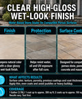 Clear High Gloss Wet Look Stone Sealer For Pavers And Concrete tough color brightening formula, showcased on patio surface.