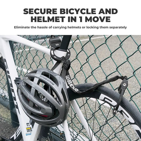 Heavy Duty 23.4 Inch Square Chain Bike And Scooter Lock With Key Copper Keys Nylon Cover ABS Body Zinc Alloy Core A3 Chrome Plated Steel Chain Polypropylene Sleeve Durable Anti Theft For Street Campus And Commuter Use on bike and helmet