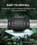 Easy installation of Eight Pack 8 Inch Aluminum Flex Air Ducting 25 Feet Non Insulated Dryer Vent Hose shown with inline fan setup