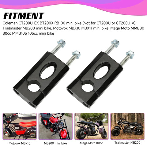 Mini Bike Handlebar Risers Beefy 7 By 8 Inch 22mm Replacement Compatible With Coleman dirt bikes, durable aluminum risers with bolts