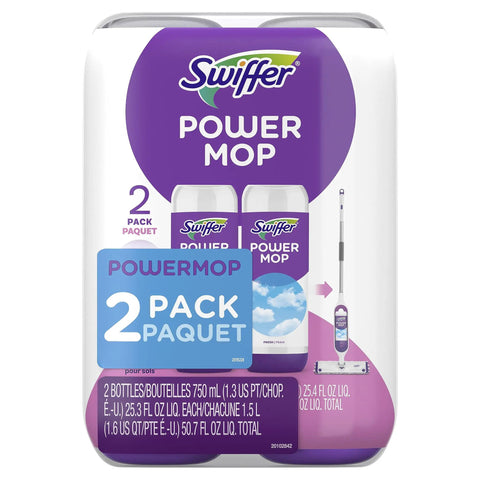 PowerMop Liquid Floor Cleaner Refills Fresh Scent 2 Count Mopping Fluid Replacement Bottles No Bucket Needed Multi Surface And Wood Cleaner For Spray Mops, 2 bottles