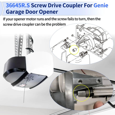 Drive Screw Coupler For Garage Door Opener, Heavy Duty Aluminum Replacement, Drop In Fit For Screw Drive Rails, Easy Install.
