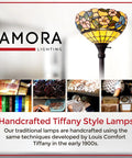 Handcrafted Tiffany Style Floor Lamp Torchiere With Peacock Stained Glass displayed by Amora Lighting.