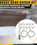 ElaraBerry Garage Door Repair Kit With 17 Inch Torsion Spring Winding Rods, 8 Ft Heavy Duty Cables, And Ten Smooth Nylon Rollers Featuring 6200 Zz Bearings For Quick Home Fixes. kit parts in garage with 10 rollers, 17 in rods, and 8 ft cables