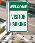 Two Pack Welcome Visitor Parking Sign 18 By 12 Inches Reflective Aluminum Weatherproof Built Tough Safety Sign With Pre Drilled Holes For Home Office Yard Driveway Parking