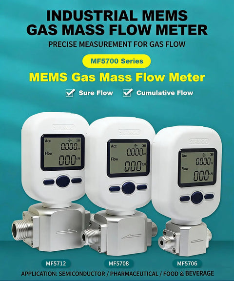 Portable Gas Mass Flow Meter Tester With Pro Grade Precision For Air Nitrogen And Oxygen, MF5712, MF5708, MF5706 models displayed