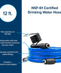 12 Foot Heated Drinking Water Hose With Freeze Protection Down To Minus 40 Degrees Energy Saving Thermostat coiled with adapter