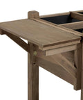Raised Garden Bed With Eight Grid Grow Space, Elevated Wood Planter Box Stand with foldable side table and storage shelf.