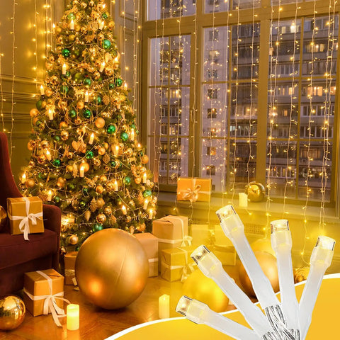 Warm White LED String Lights 70 Ft Waterproof and Connectable for Indoor and Outdoor Holiday Decor on Christmas tree