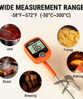 Digital Candy Thermometer With 10 Inch Probe And Pot Clip Instant Read Thermometer, wide temperature range, jam and frying uses.