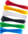 8 Inch Zip Ties Nylon Cable Ties 120 PC Set In 6 Multi Colors, 6.7 Inch Tie Length, 8 Inch Overall Length, 0.14 Inch Width, 40 Lb Tensile Strength