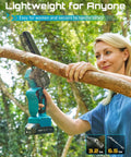 Go Higher Faster With This Slick Two In One Cordless Pole Saw That Transforms From Handheld Chainsaw To High Reach Tree Trimmer For Quick Pruning Effortless Branch Cutting And Zero Sweat Yard Work. A woman using a lightweight cordless pole saw on a branch outdoors.
