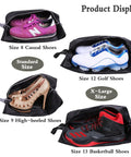 Travel Shoe Bags Set Of 4 Waterproof Nylon With Zipper For Men And Women, shoe display with casual, golf, high-heeled, basketball shoes