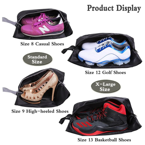 Travel Shoe Bags Set Of 4 Waterproof Nylon With Zipper For Men And Women, shoe display with casual, golf, high-heeled, basketball shoes