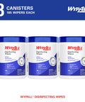Three canisters of Disinfecting Wipes With Hydrogen Peroxide Cleaner Fresh Scent 5.75 X 7 Inches Pro Grade Sanitizing Wipes