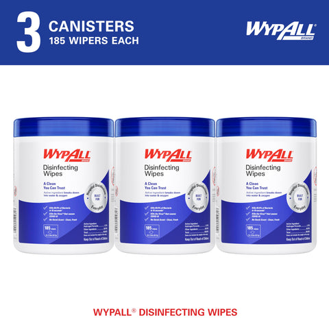 Three canisters of Disinfecting Wipes With Hydrogen Peroxide Cleaner Fresh Scent 5.75 X 7 Inches Pro Grade Sanitizing Wipes