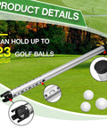 Two Pack Golf Ball Retriever Set Aluminum Alloy 38.6 Inch Ball Collector Grabber Silver Finish Holds Up To 23 Balls