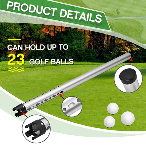 Two Pack Golf Ball Retriever Set Aluminum Alloy 38.6 Inch Ball Collector Grabber Silver Finish Holds Up To 23 Balls