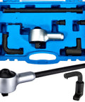 Hardcore Heavy Duty Torque Multiplier Wrench Set Featuring A Solid 1:6:5 Gear Ratio Boosts Your Strength And Makes Tightening Lug Nuts On Cars Trucks Or Rvs A Breeze Without Any Sweat Or Stress in a blue case.