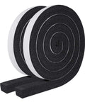 MAGZO weather stripping door seal, front view; black foam with white backing, 1 in W x 1 in T, 13 ft total (two rolls)